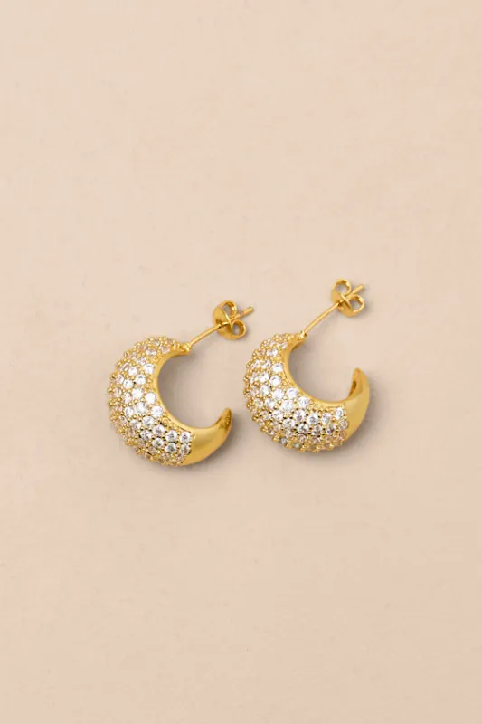Percy 14KT Gold Rhinestone Hoop Earrings sold by Lulus