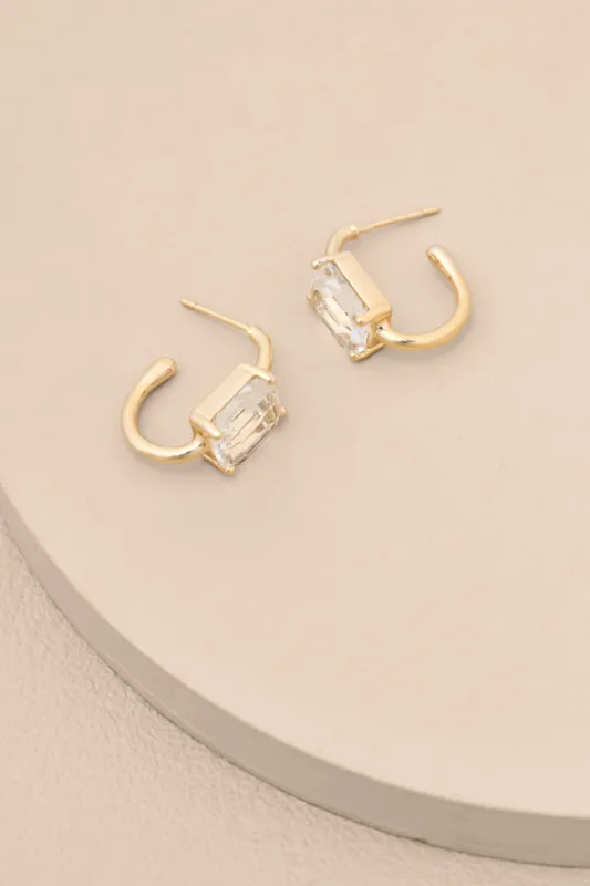 Clarise Gold Rhinestone Huggie Hoop Earrings sold by Lulus
