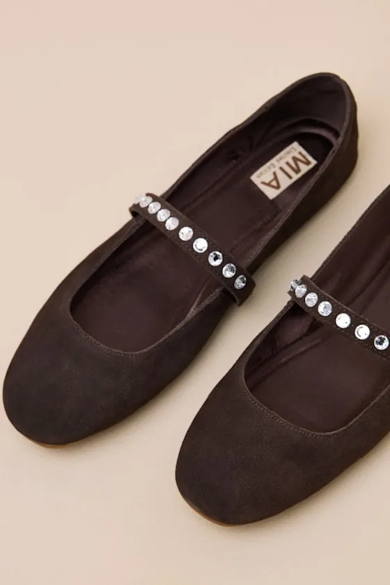 Karolin Chocolate Suede Leather Rhinestone Ballet Flats sold by Lulus product image thumbnail 3