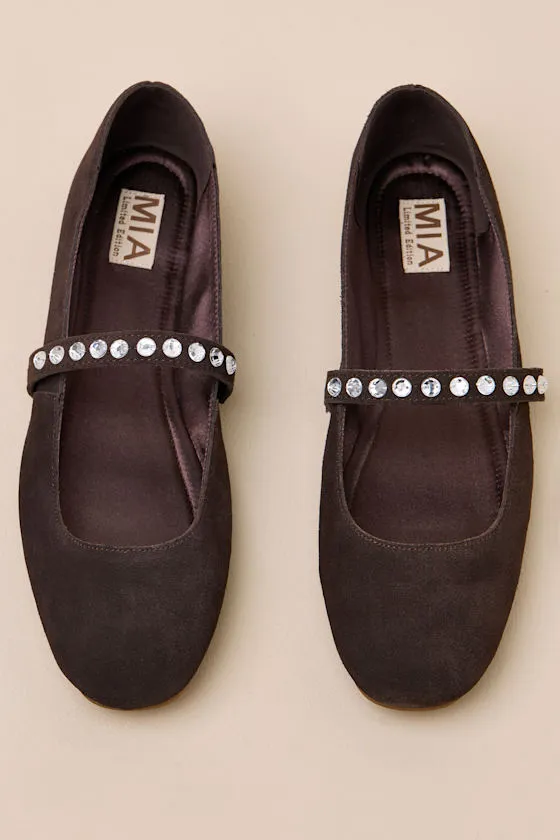Karolin Chocolate Suede Leather Rhinestone Ballet Flats sold by Lulus product image thumbnail 4