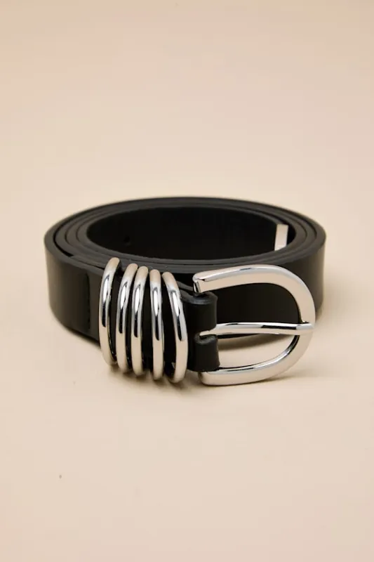 Sade Black Ring Belt sold by Lulus