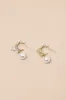 Bianca 14KT Gold Rhinestone Pearl Hoop Earrings sold by Lulus