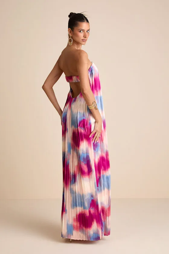 Celandine Multi Abstract Pleated Strapless Swing Maxi Dress sold by Lulus product image thumbnail 3