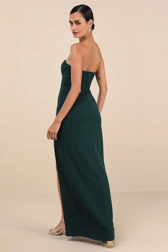 Memorably Iconic Emerald Green Strapless Lace Bustier Maxi Dress sold by Lulus product image thumbnail 2