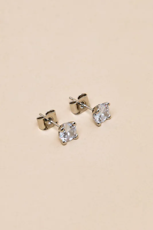 Zelphi 14KT White Gold Rhinestone Stud Earrings made by Lulus