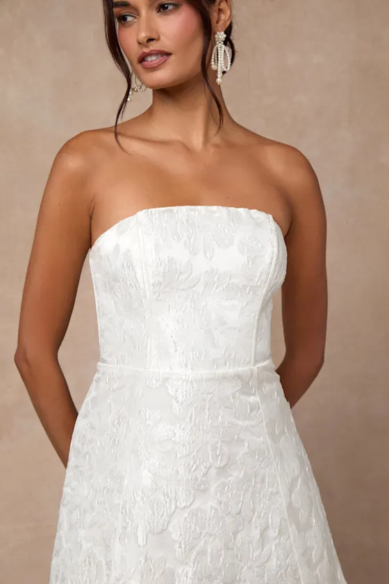 Tressa White Floral Jacquard Strapless Maxi Dress sold by Lulus product image thumbnail 2