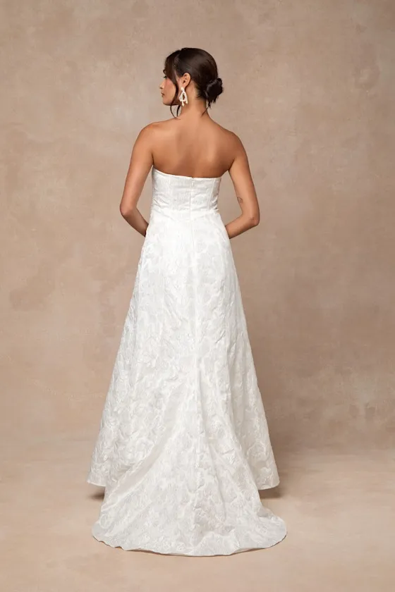 Tressa White Floral Jacquard Strapless Maxi Dress sold by Lulus product image thumbnail 3