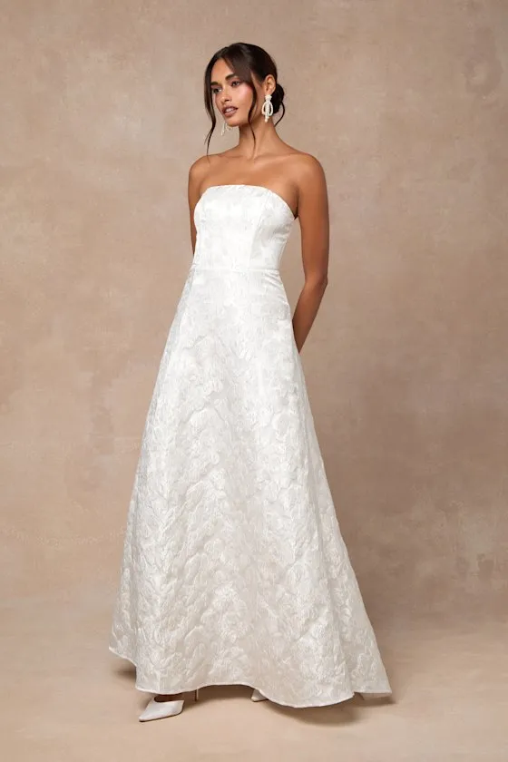 Tressa White Floral Jacquard Strapless Maxi Dress sold by Lulus product image thumbnail 4