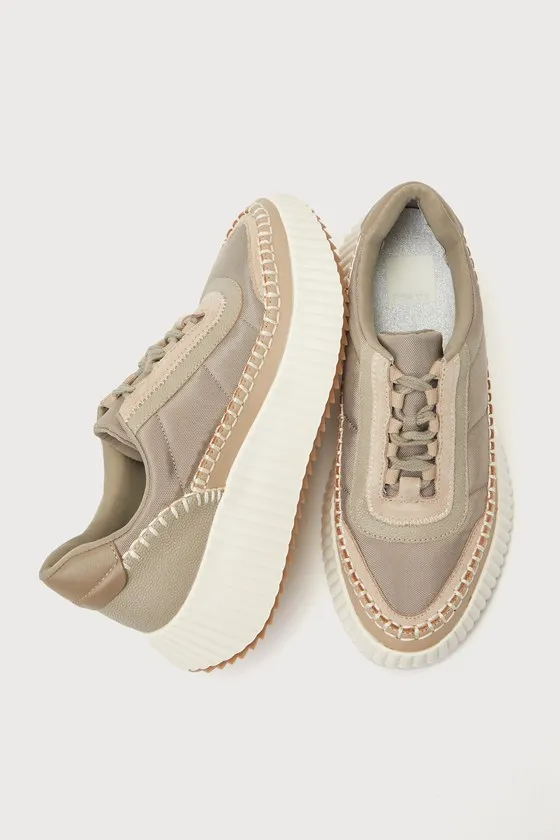 Dolen Dark Taupe Nylon Platform Sneakers sold by Lulus product image thumbnail 3