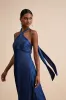 Canley Blue Satin Cross-Front Halter Maxi Dress sold by Lulus