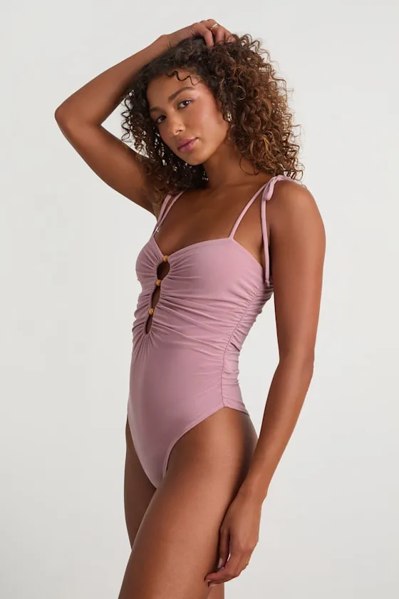 Zaynah Mauve Pink Tie-Strap Cutout Bodysuit sold by Lulus product image thumbnail 4