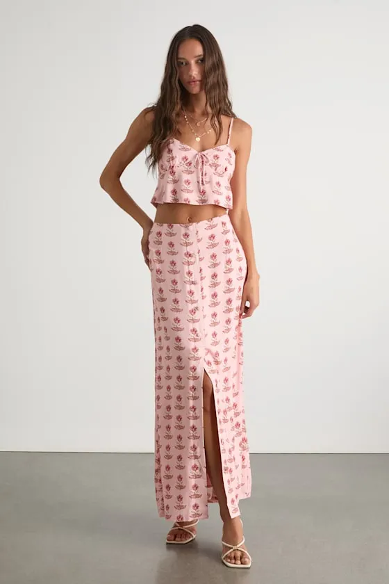 Chel Pink Boho Print Tie-Front Cami Top sold by Lulus product image thumbnail 3
