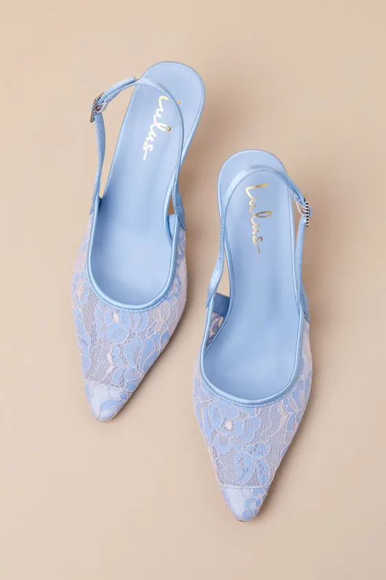 Ardelle White and Blue Lace Slingback Pumps sold by Lulus product image thumbnail 3