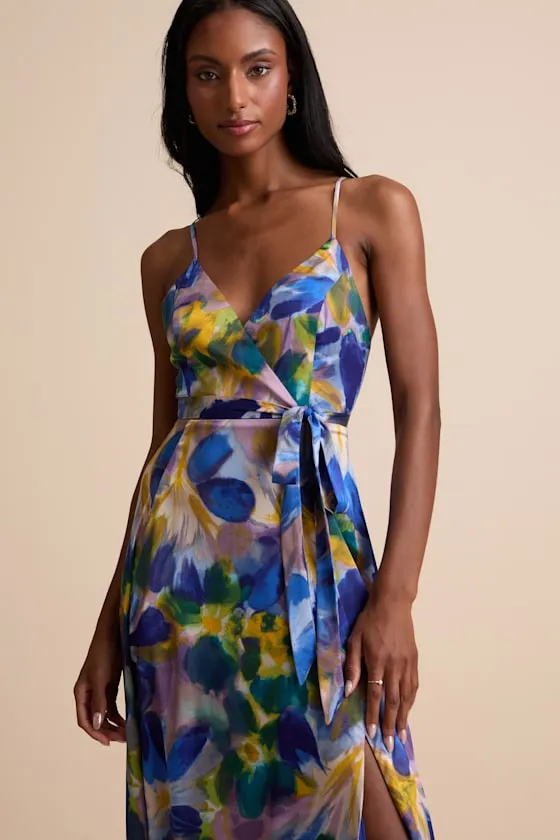 Still the One Blue Multi Floral Print Satin Maxi Dress sold by Lulus product image thumbnail 2