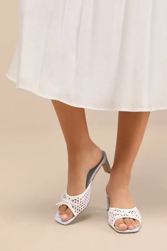 Winola Blue Gingham High Heel Slide Sandals sold by Lulus