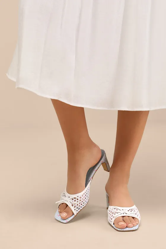 Winola Blue Gingham High Heel Slide Sandals sold by Lulus