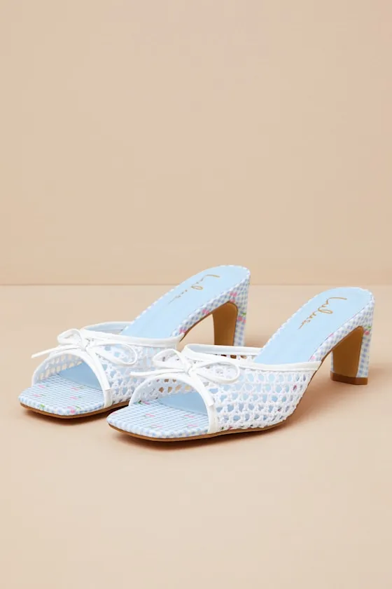 Winola Blue Gingham High Heel Slide Sandals sold by Lulus product image thumbnail 2