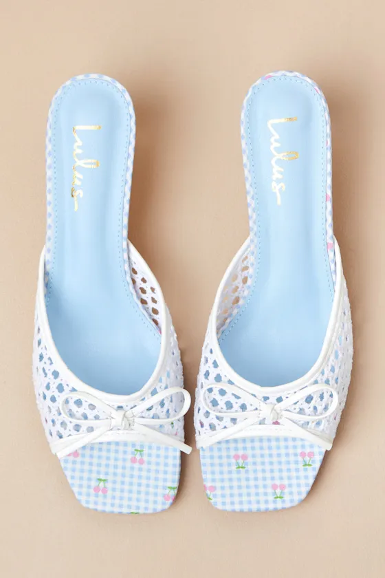 Winola Blue Gingham High Heel Slide Sandals sold by Lulus product image thumbnail 4
