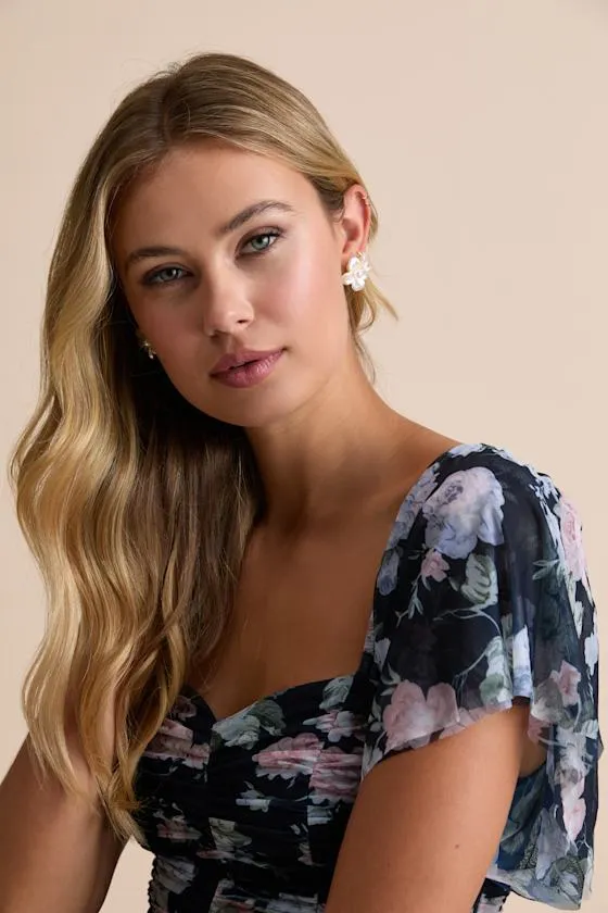 Sasha White Flower Stud Earrings sold by Lulus product image thumbnail 4