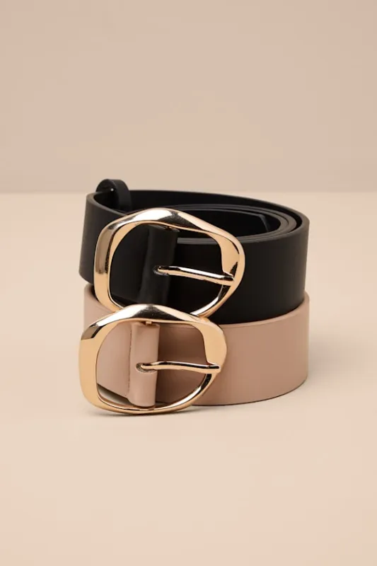 Lelya Black and Taupe Belt Set sold by Lulus