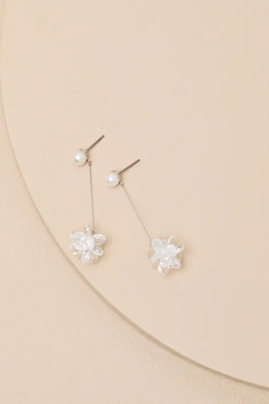 Winton Silver Pearl Beaded Drop Earrings sold by Lulus