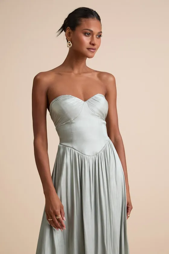 Kylin Sage Satin Basque Waist Maxi Dress sold by Lulus product image thumbnail 3