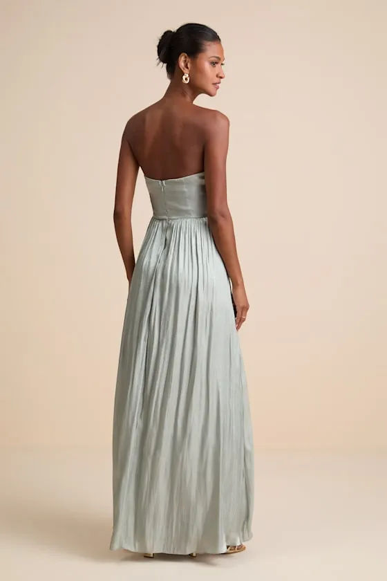 Kylin Sage Satin Basque Waist Maxi Dress sold by Lulus product image thumbnail 4