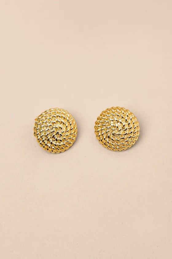 Everley Gold Twisted Stud Earrings sold by Lulus product image thumbnail 2