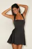 Admirably Chic Black Satin Lace-Up Mini Dress With Pocket sold by Lulus