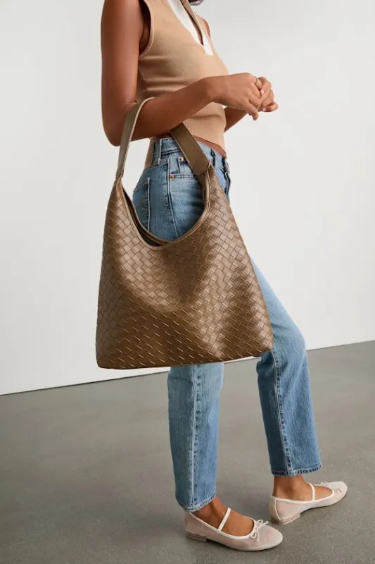 Rayla Brown Woven Tote Bag sold by Lulus