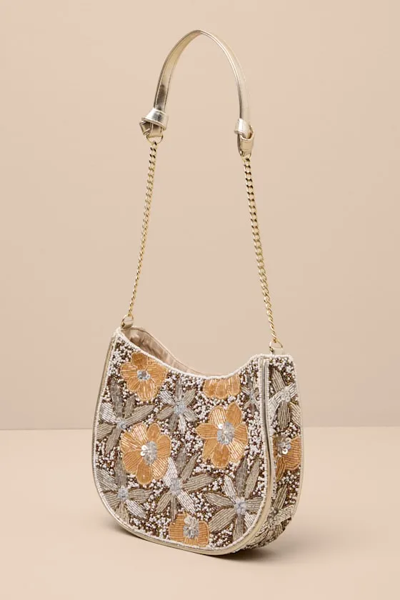 Danessa Champagne Multi Beaded Sequin Shoulder Bag sold by Lulus product image thumbnail 2