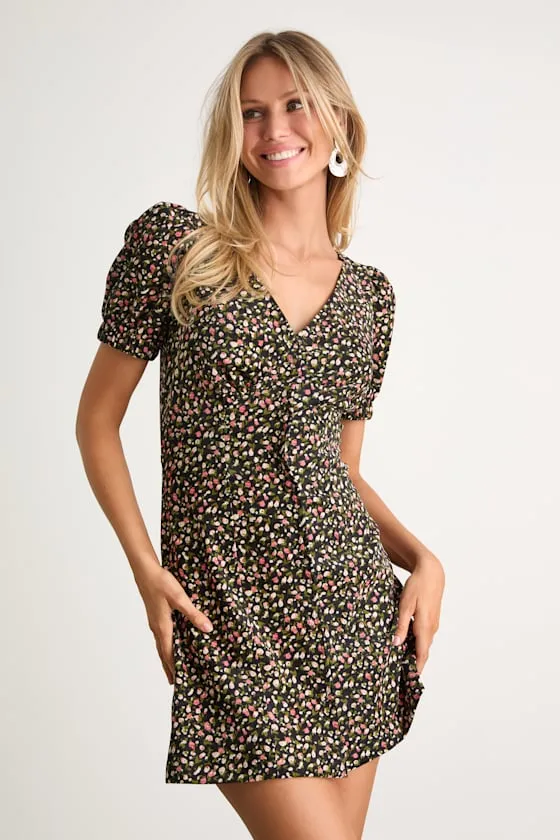 Adored Cutie Navy Floral Corduroy Button-Front Mini Dress sold by Lulus