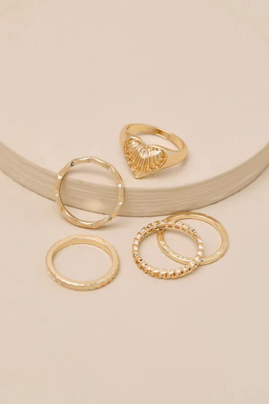 Skai Gold Five-Piece Signet Ring Set sold by Lulus