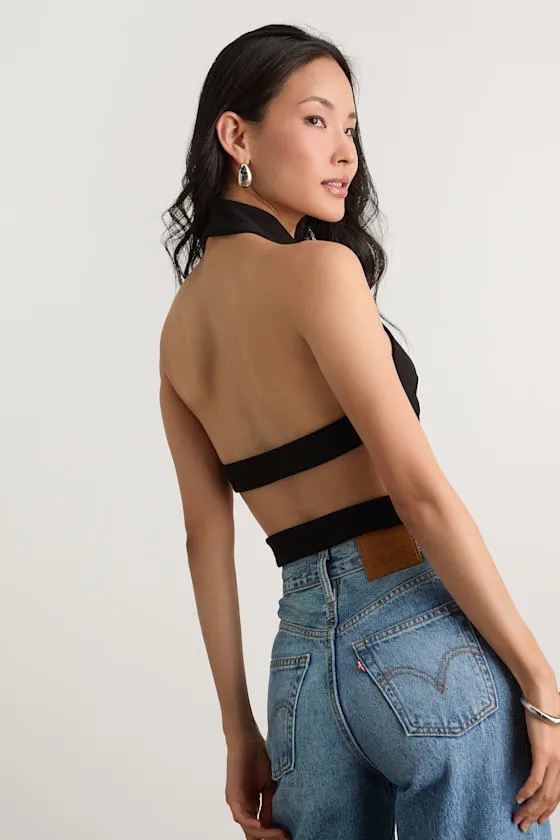 Ilenia Black Strappy Halter Top sold by Lulus product image thumbnail 2