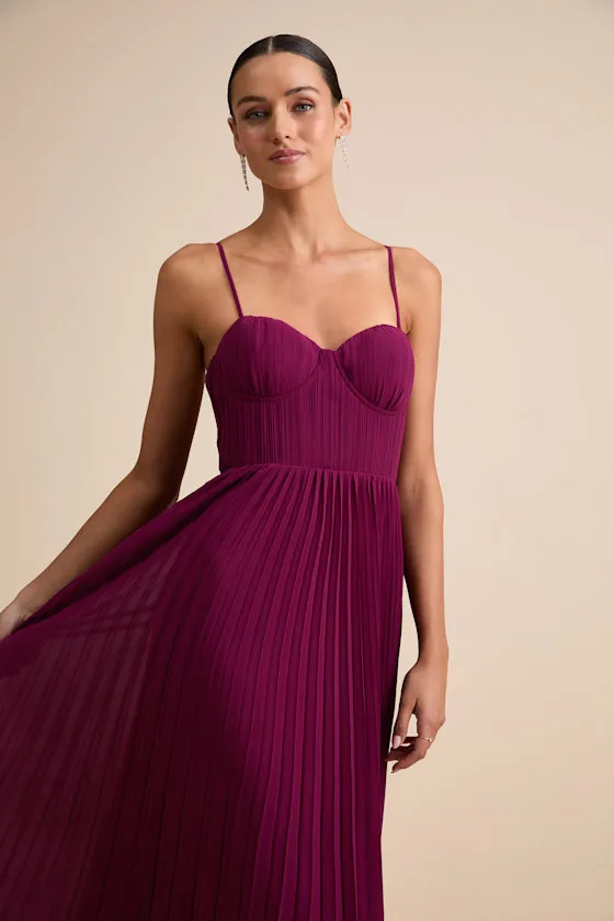 Admirable Elegance Plum Pleated Bustier Maxi Dress sold by Lulus product image thumbnail 2