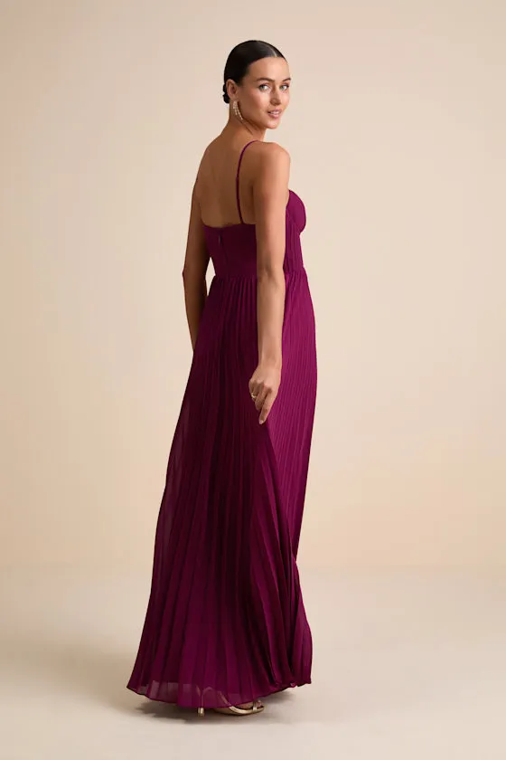 Admirable Elegance Plum Pleated Bustier Maxi Dress sold by Lulus product image thumbnail 3