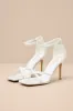 Graziella White Satin High Heel Ankle Strap Sandals sold by Lulus