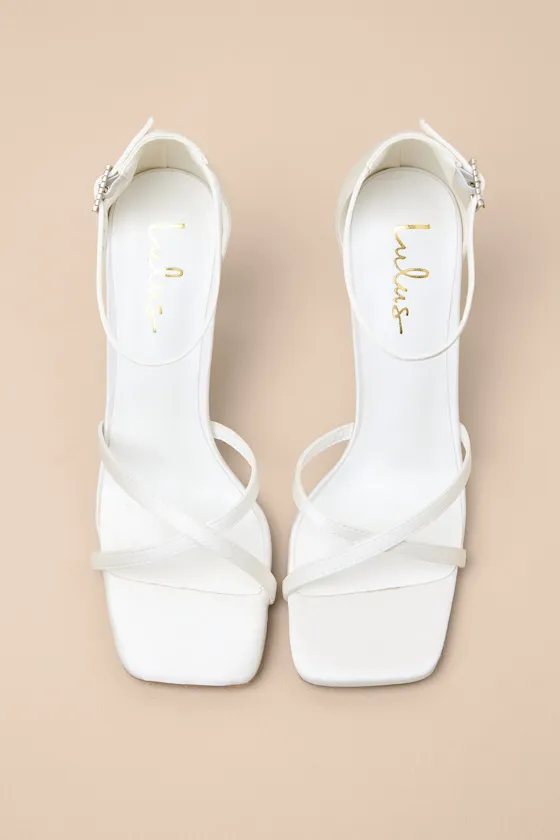 Graziella White Satin High Heel Ankle Strap Sandals sold by Lulus product image thumbnail 2