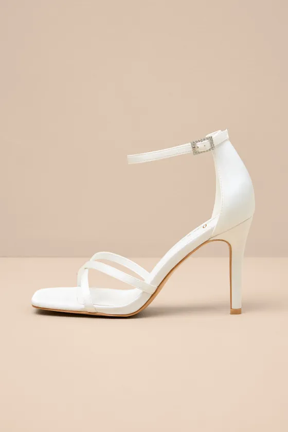 Graziella White Satin High Heel Ankle Strap Sandals sold by Lulus product image thumbnail 4