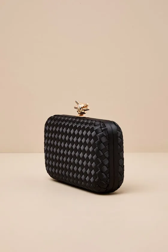 Neveah Black Satin Woven Crossbody Clutch sold by Lulus product image thumbnail 2