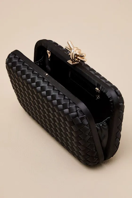 Neveah Black Satin Woven Crossbody Clutch sold by Lulus product image thumbnail 3