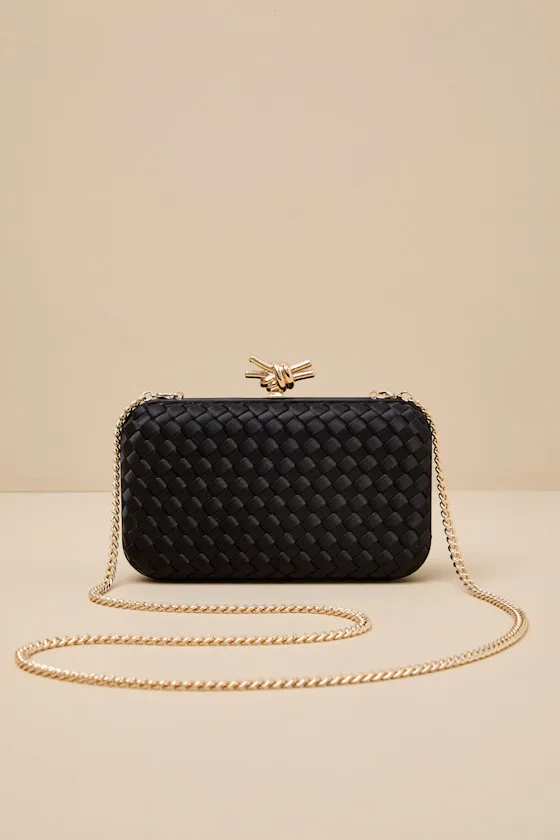 Neveah Black Satin Woven Crossbody Clutch sold by Lulus product image thumbnail 4