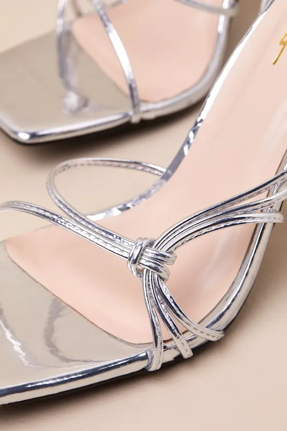 Atlee Silver Knotted Lace-Up High Heel Sandals sold by Lulus product image thumbnail 3