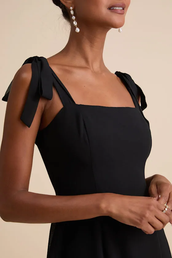 Tamryn Black Asymmetrical Ruffled Midi Dress sold by Lulus product image thumbnail 2