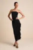 Graceful Perfection Black Satin Ruffled Strapless Midi Dress sold by Lulus