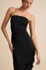 Graceful Perfection Black Satin Ruffled Strapless Midi Dress sold by Lulus