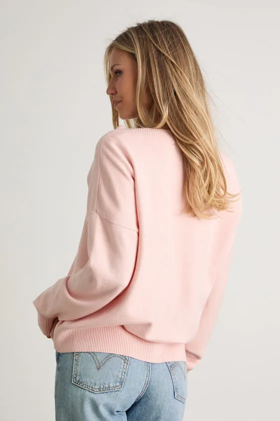 Quinee Light Pink V-Neckline Oversized Sweater sold by Lulus product image thumbnail 3