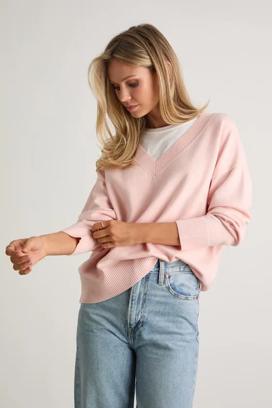 Quinee Light Pink V-Neckline Oversized Sweater sold by Lulus product image thumbnail 4
