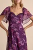 Valla Purple Floral Flutter Sleeve Midi Dress sold by Lulus