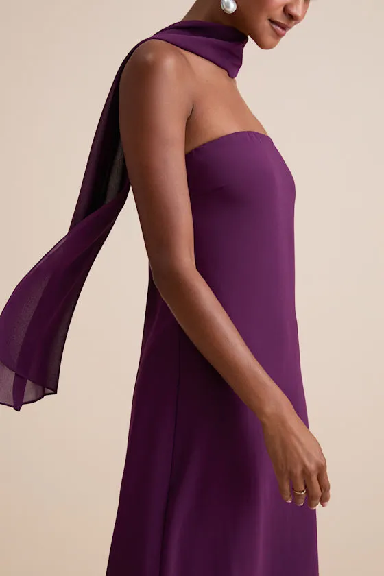 Rawya Plum Purple Strapless Maxi Dress and Scarf Set sold by Lulus product image thumbnail 4